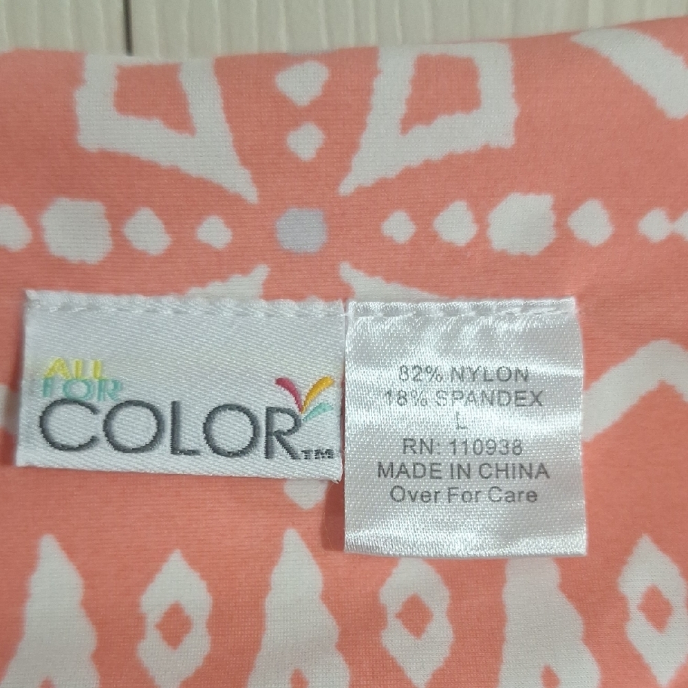All For Color Peach and White Patterned Mini Dress - L - Picture 2 of 8
